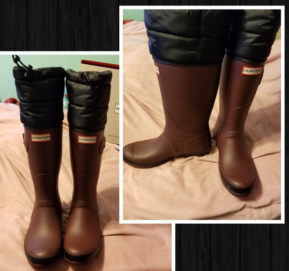 HUNTER BOOTS WITH QUILTED CUFF
